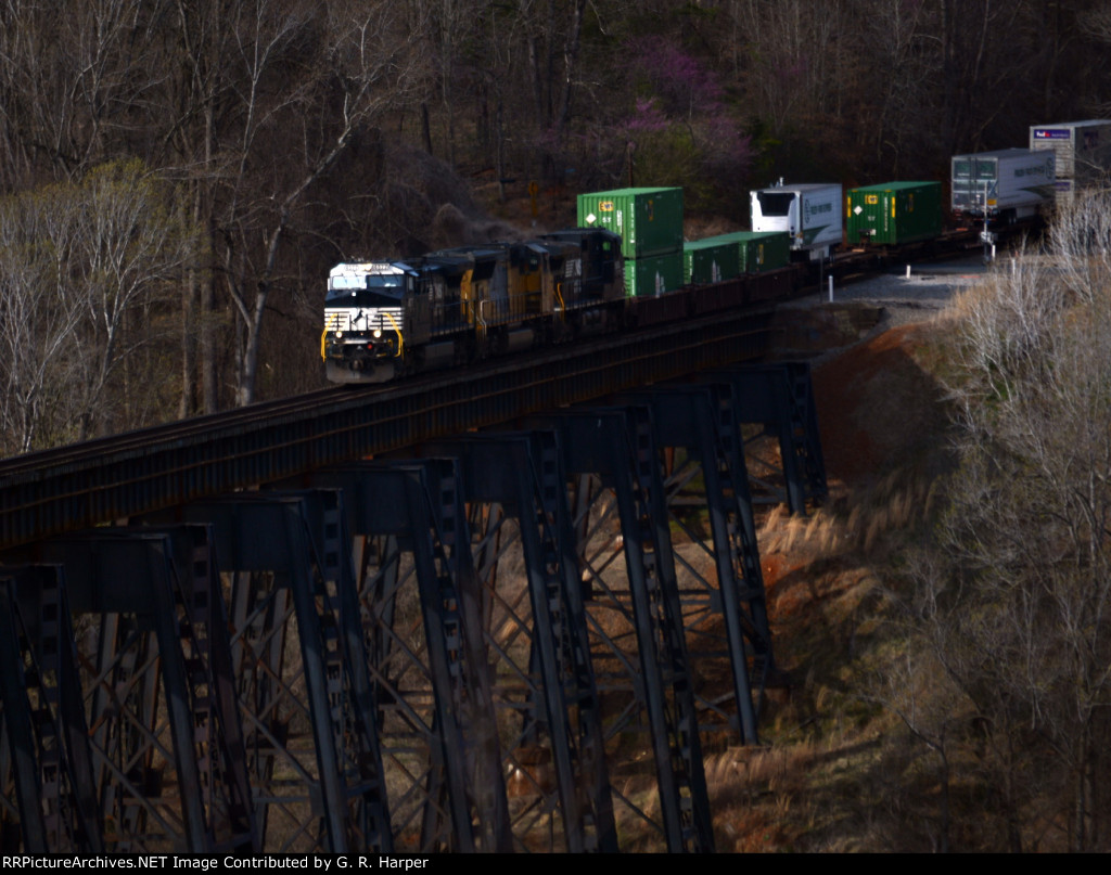 Much to my dismay NS train 25A was run around the NS research and test train about 8 miles north of this location